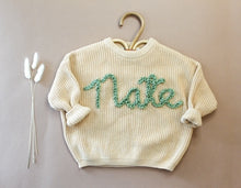 Load image into Gallery viewer, Babe Chunky Knit Sweater Personalized Embroidered Name
