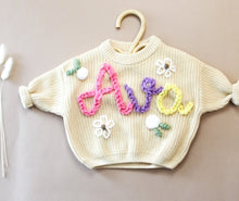 Load image into Gallery viewer, Babe Chunky Knit Sweater Personalized Embroidered Name
