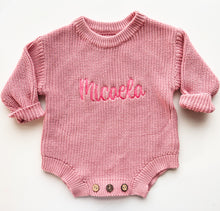 Load image into Gallery viewer, Knitted Embroidered Baby Romper
