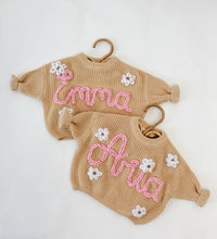 Load image into Gallery viewer, Babe Chunky Knit Sweater Personalized Embroidered Name
