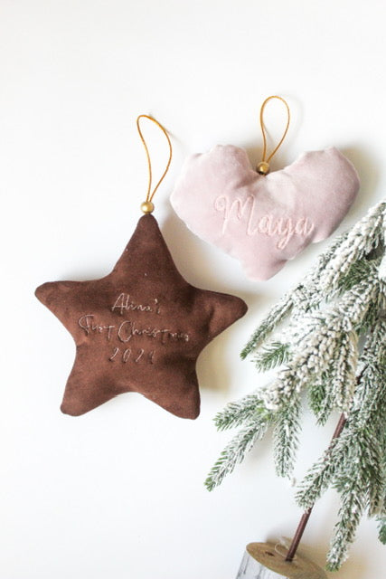 Velvet Star/Heart Ornament l Baby's First Christmas