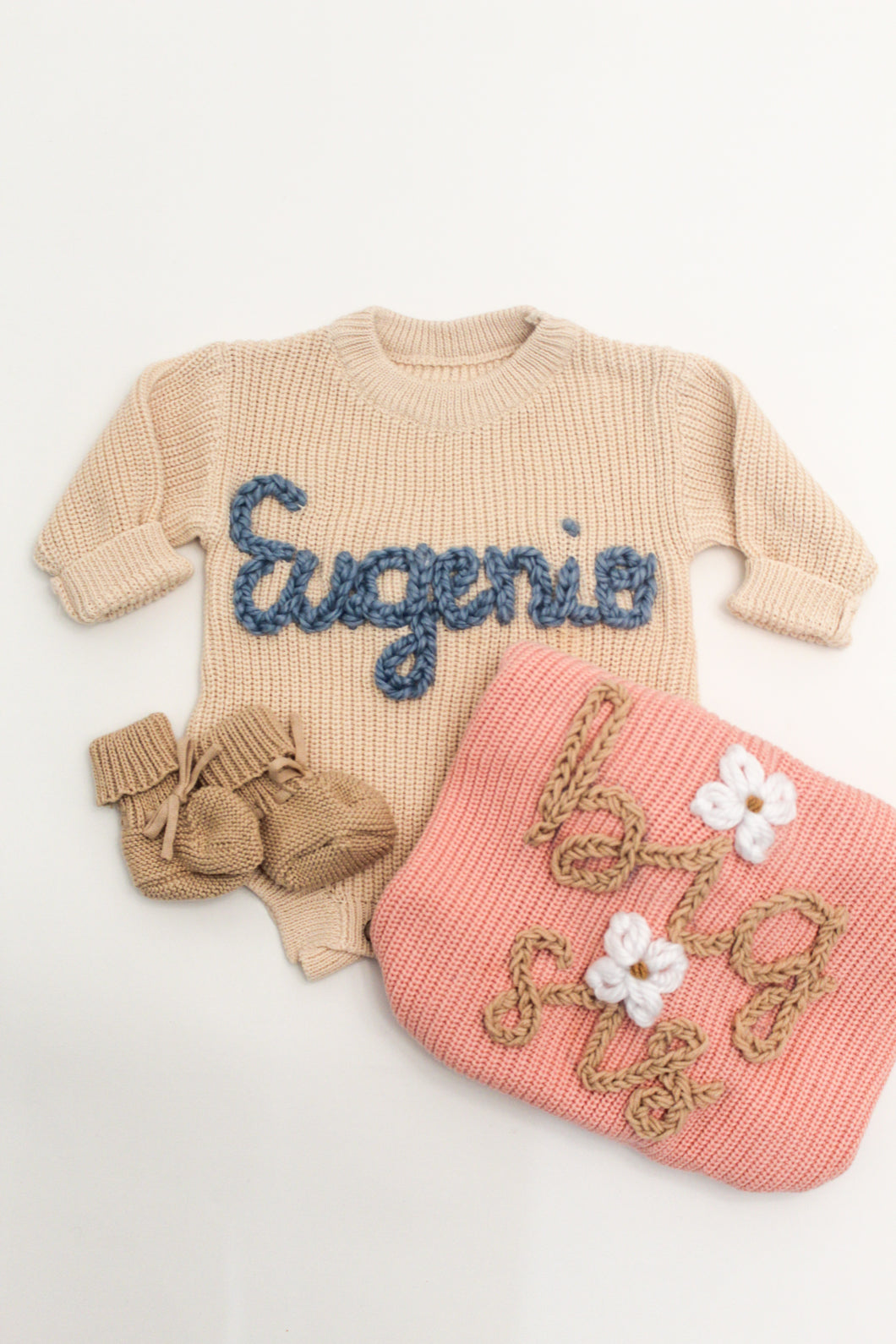 Knitted Hand Embroidered Baby Romper