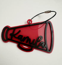 Load image into Gallery viewer, Cheer Megaphone Personalized Keychain
