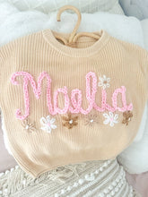 Load image into Gallery viewer, Babe Chunky Knit Sweater Personalized Embroidered Name
